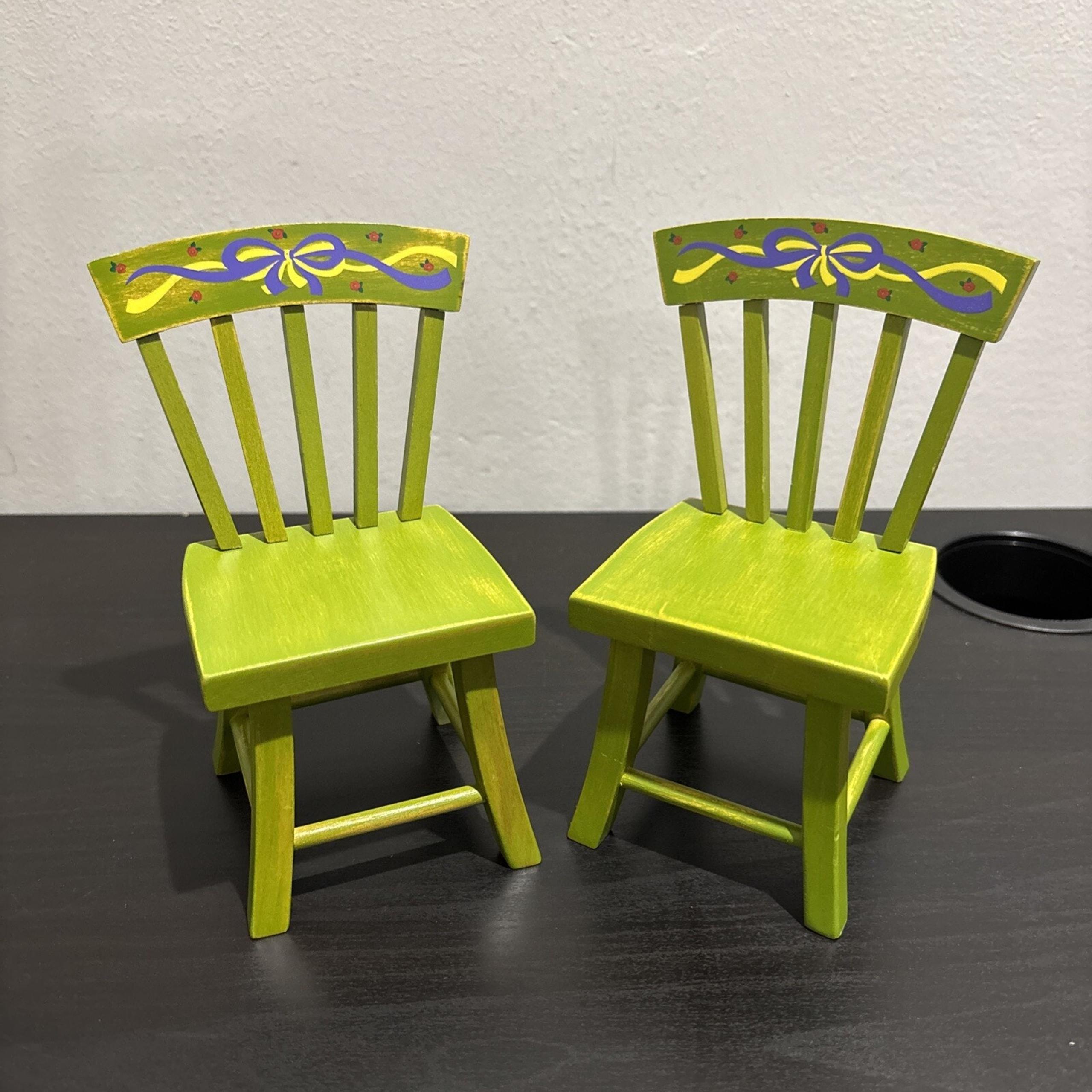 American Girl Angelina Balerina Wood Dining Table Green Chairs Set Of 2