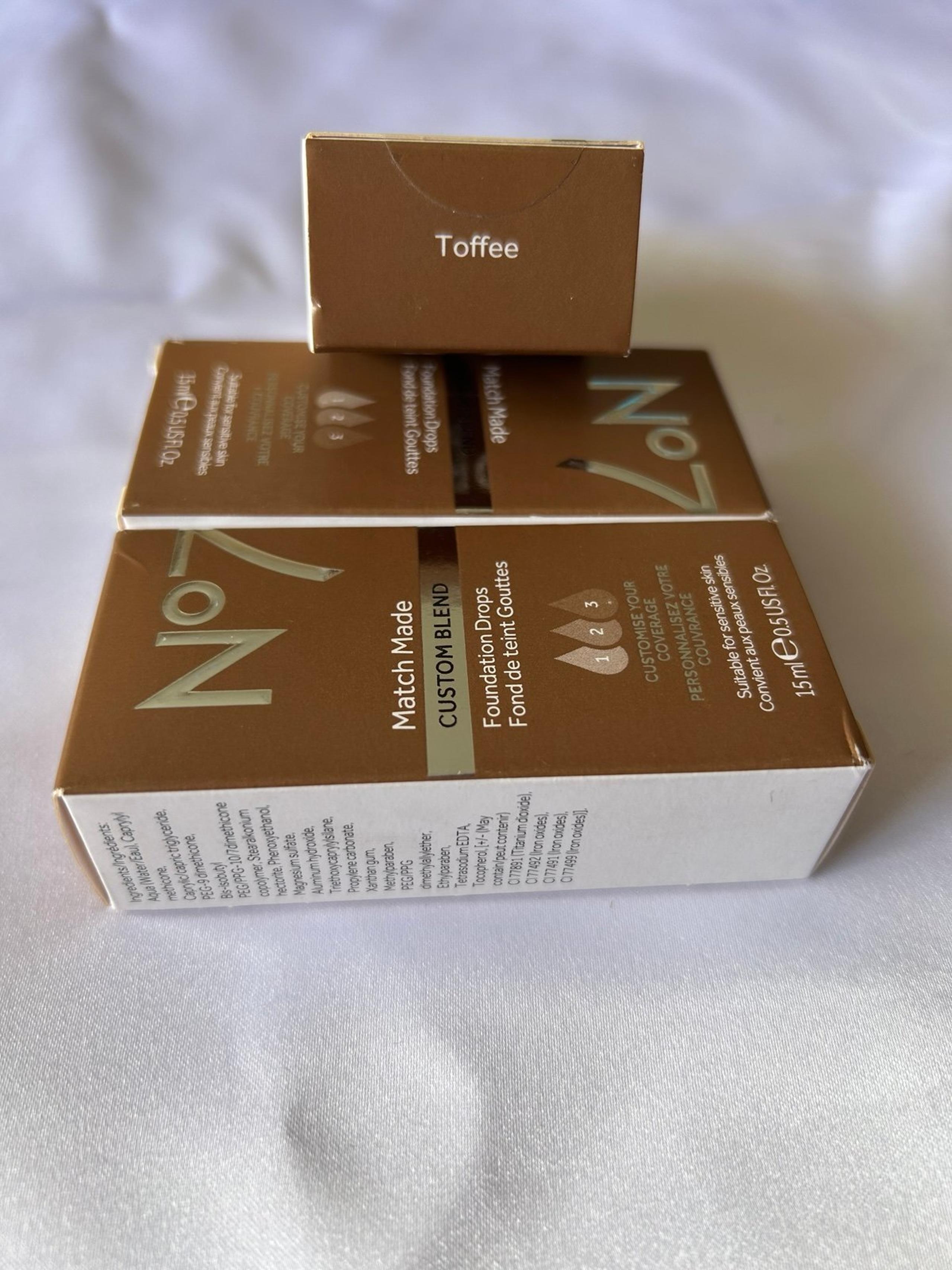 No7 TOFFEE Match Made Custom Blend Foundation Drops, 3 Pack