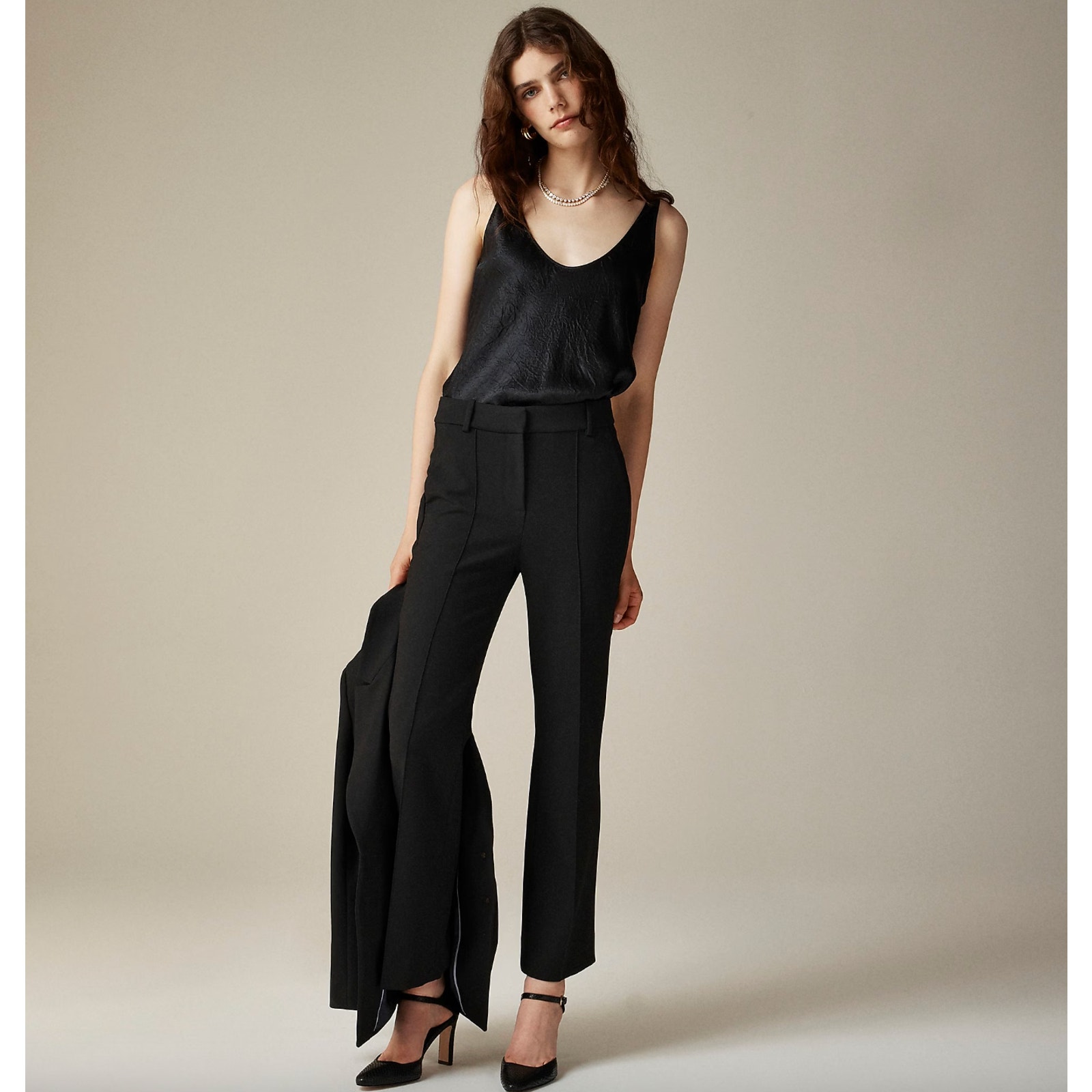 J.Crew Cropped Natalia Pant Four Season Stretch Black High Rise Office US 20 NWT