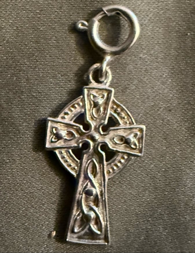 Sterling silver Catholic celtic cross pendant