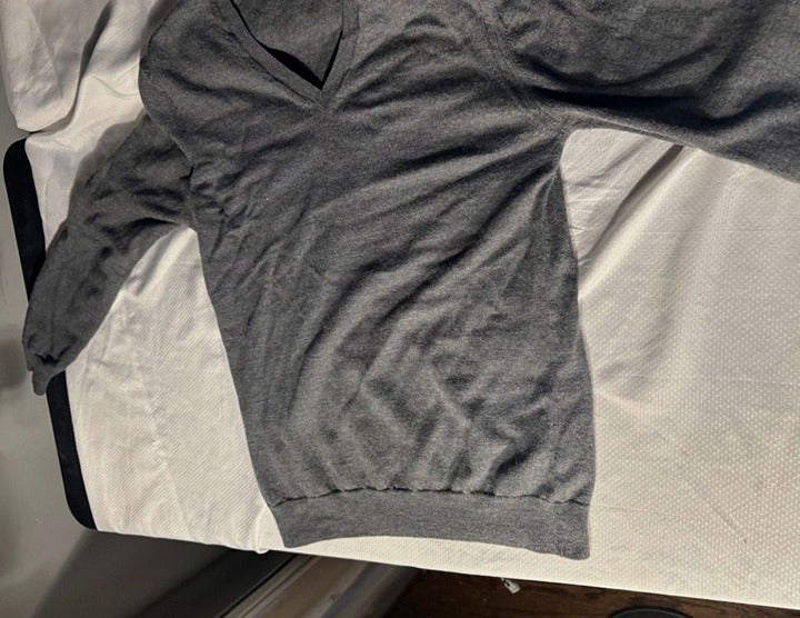 Burberry Brit Merino Wool Classic Elbow Check Sweater Grey sz Small *Read Descri
