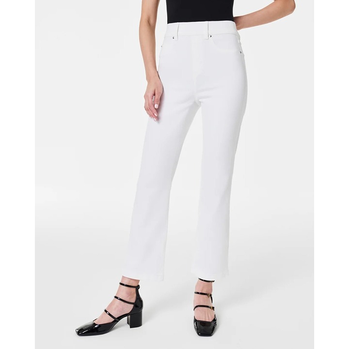 Spanx White High Rise Kick Flared Jeans XS High-Rise Stretch Denim Womens Jean