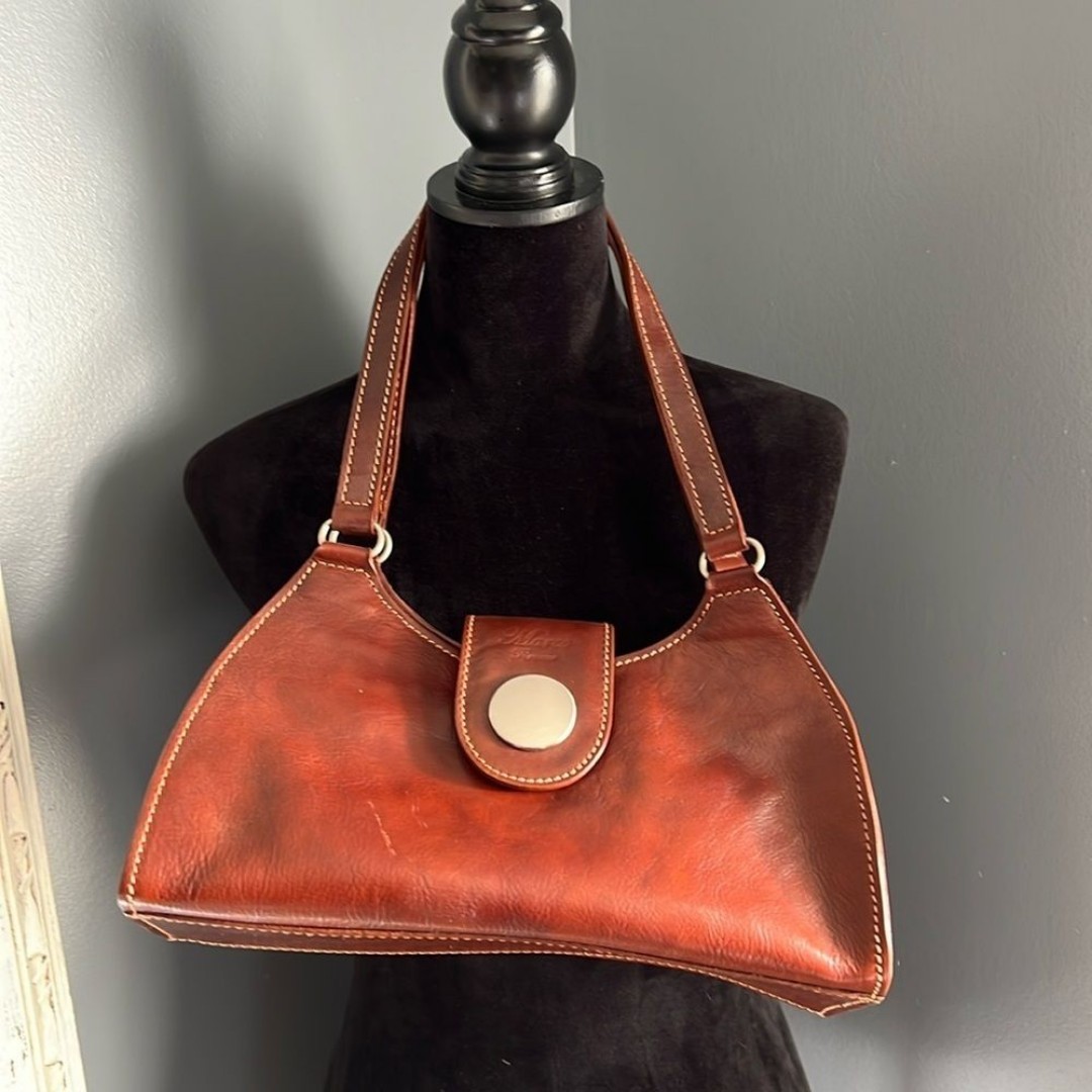 FLORINA Genuine Calf Leather HANDBAG - TAN Shoulder Bag Made in Italy