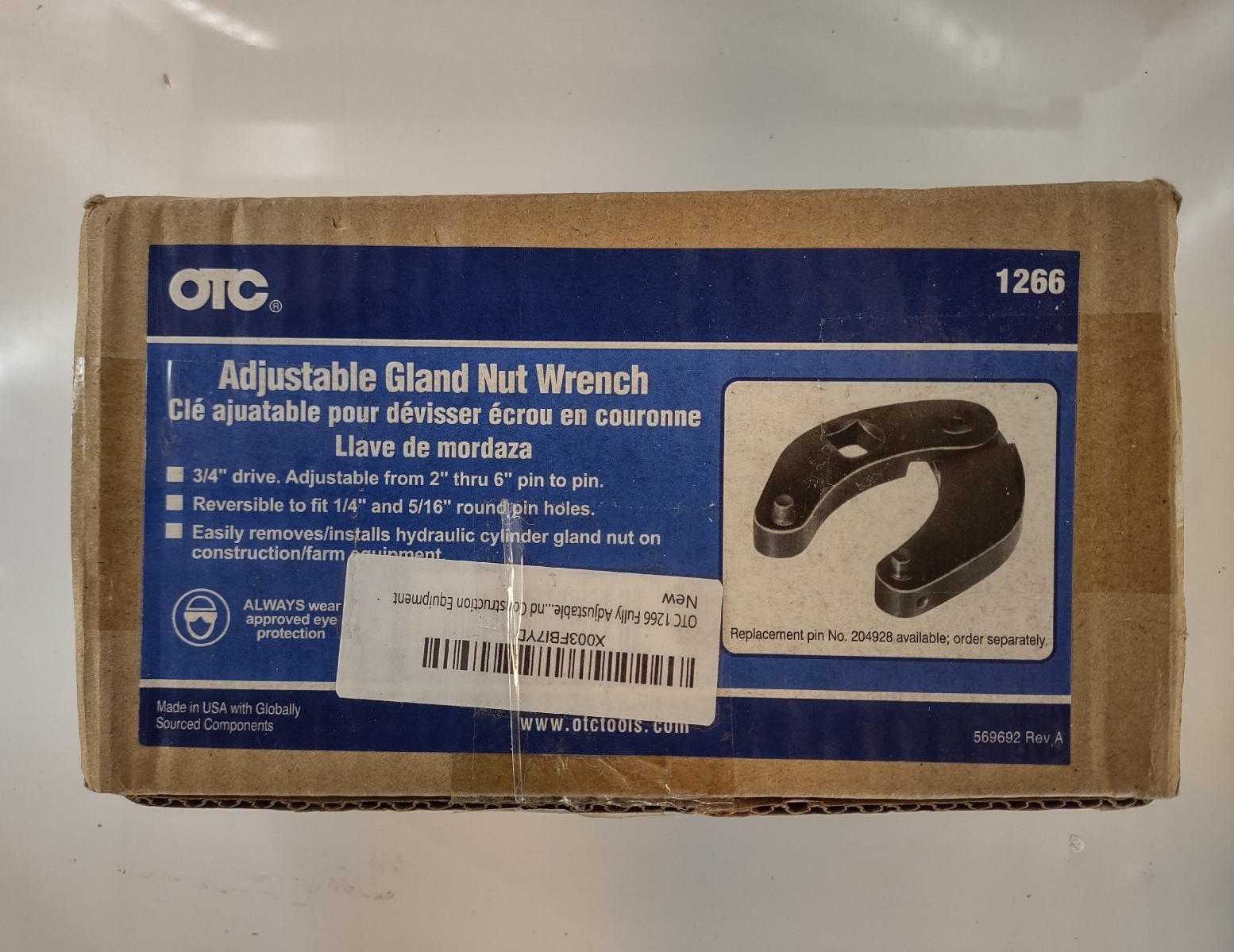 OTC 1266 Fully Adjustable Spanner Wrench Gland Nut Style