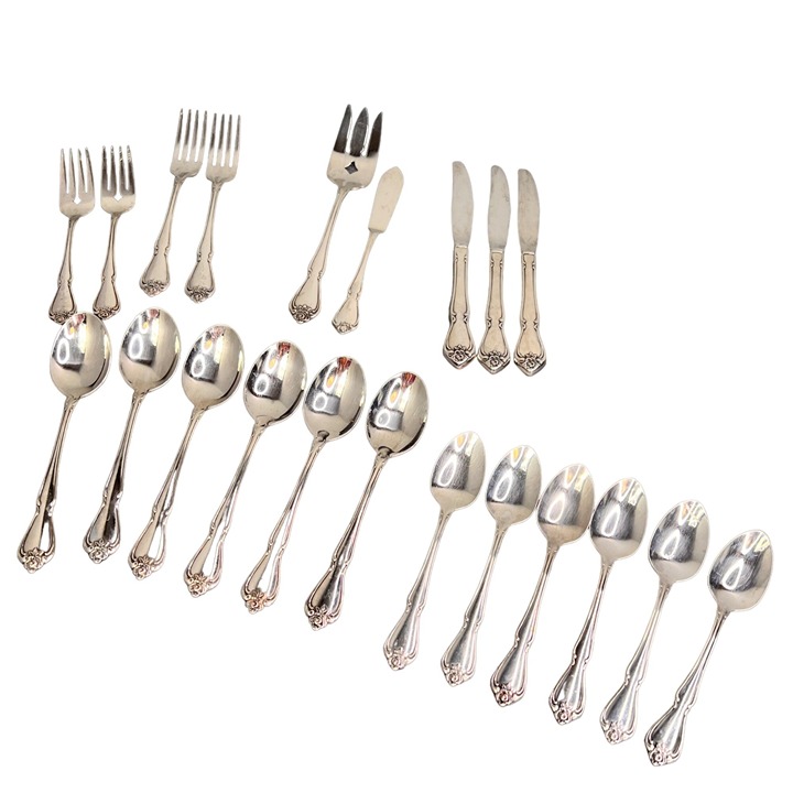 Oneida True Rose Flatware Lot 21 pc Stainless Steel Set Forks Spoons Serving