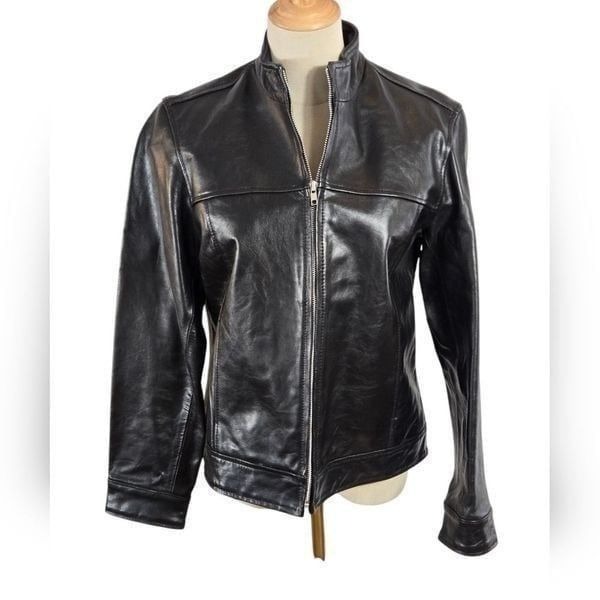 Old Navy Collection Y2K Black Leather Motorcycle Jacket