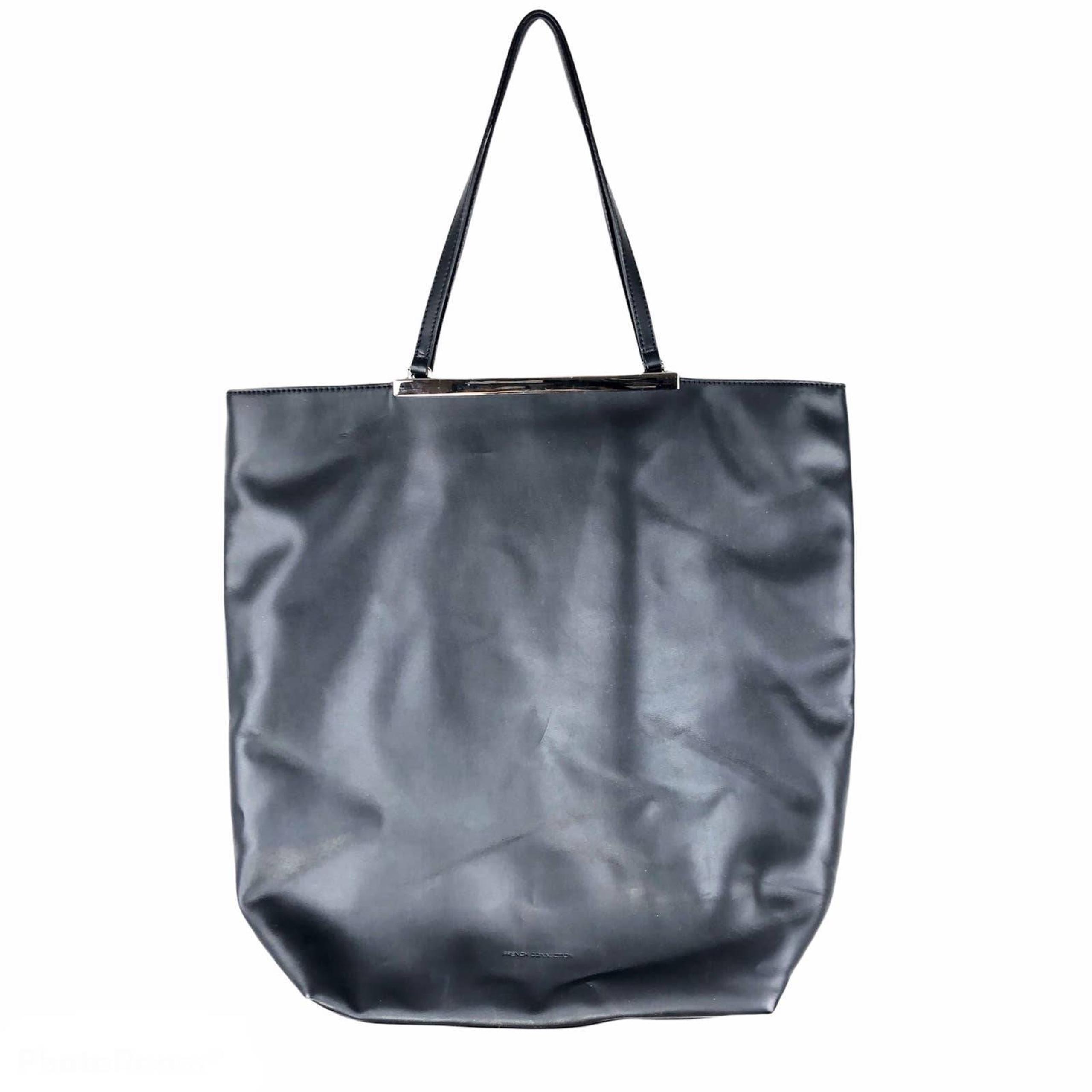 French Connection Black Faux Leather Tote Bag