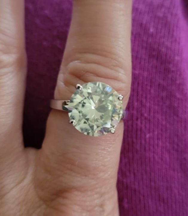 5.50 Ct VVS1 White Blue Round Moissanite Diamond 925 Silver Ring Size 7