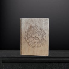 Wooden Cover Recipe Book to Write in with 80 Sheets for Handwritten Recipes