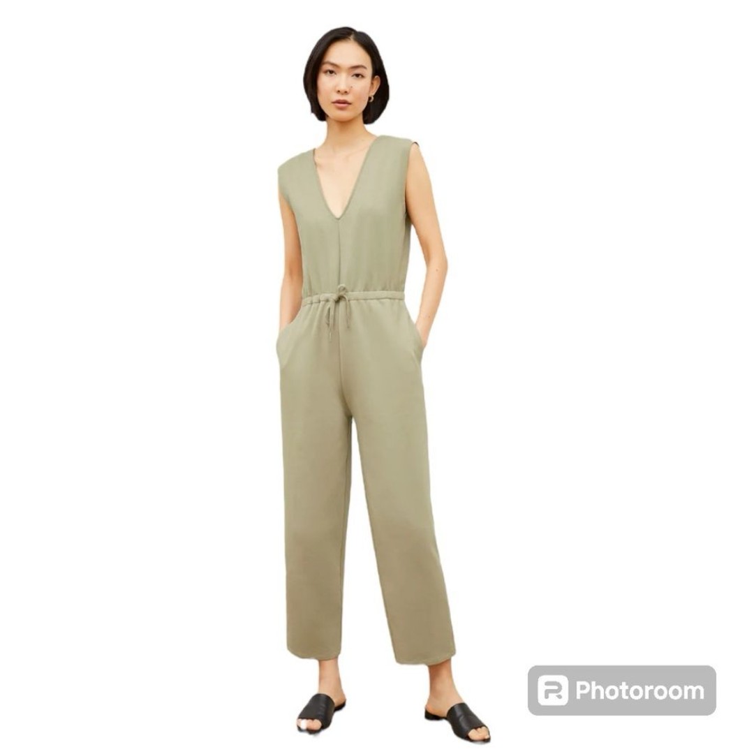 M.M. Lafleur The Janet Jumpsuit Light French Terry Laurel Green Women's Size S
