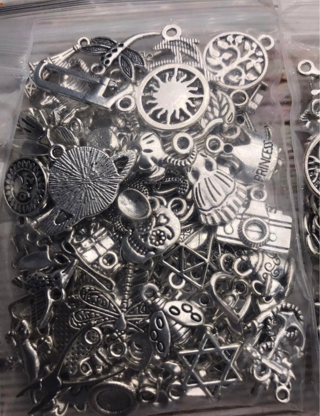 100 Tibetan Silver Tone Charms/Pendant Mixed Lot Jewelry Making Supplies Diy