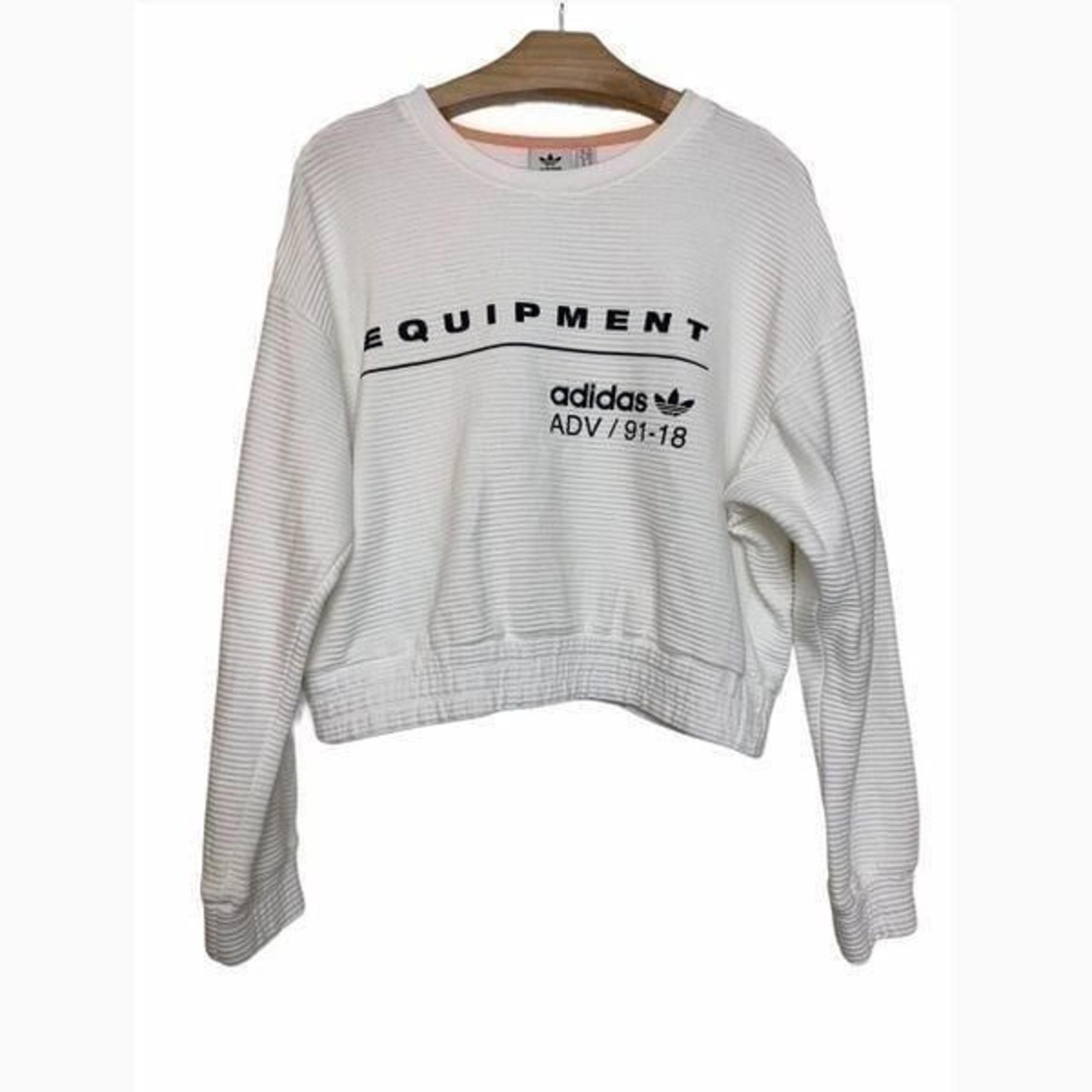 Adidas White Cropped EQT Sweatshirt
