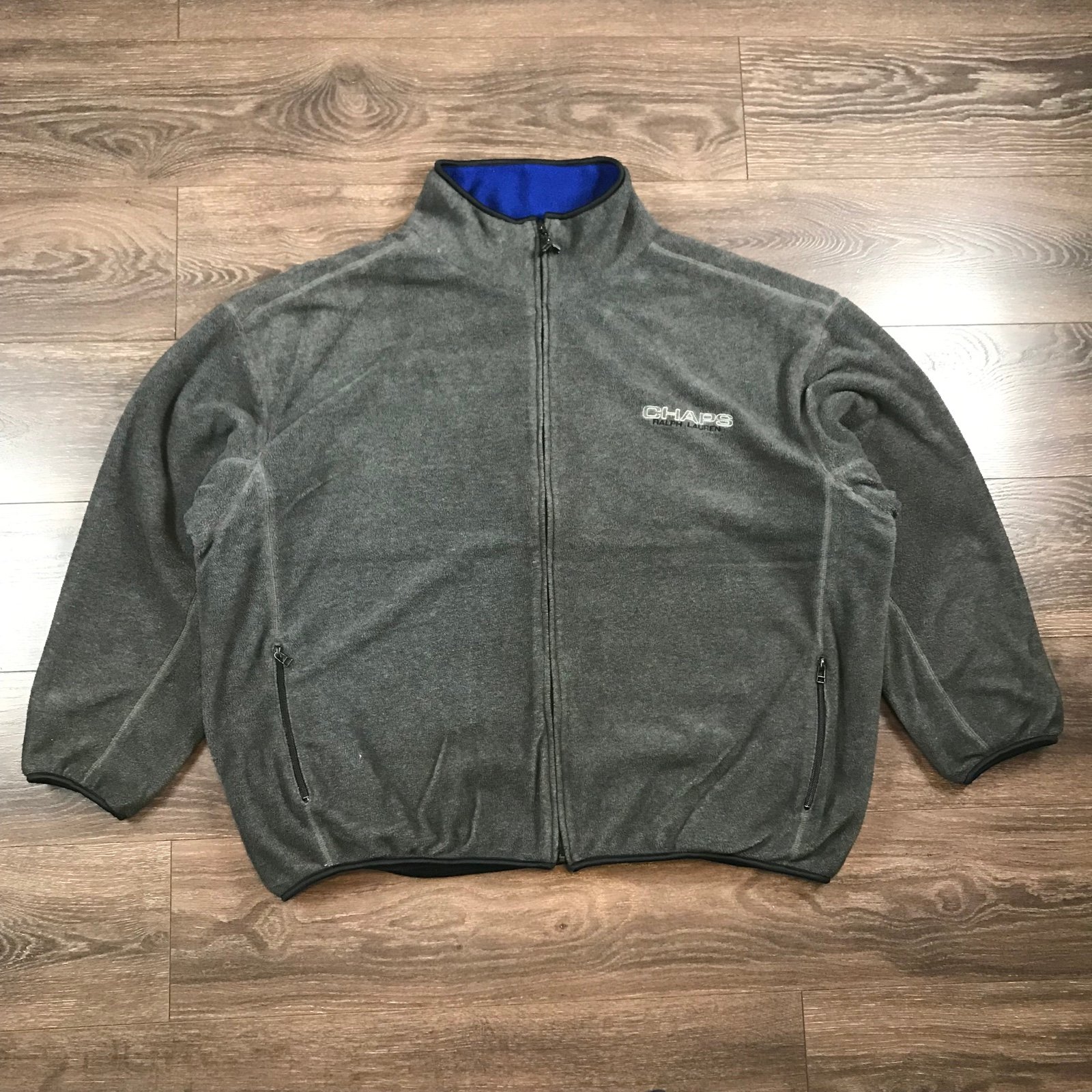 Chaps Ralph Lauren Men’s Vintage Full Zip Heavyweight Grey Fleece Jacket Sz 3XLT