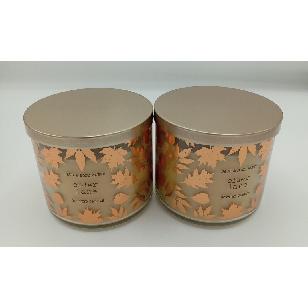 Lot Of 2 Bath & Body Works CIDER LANE 3 Wick Candles 14.5 oz