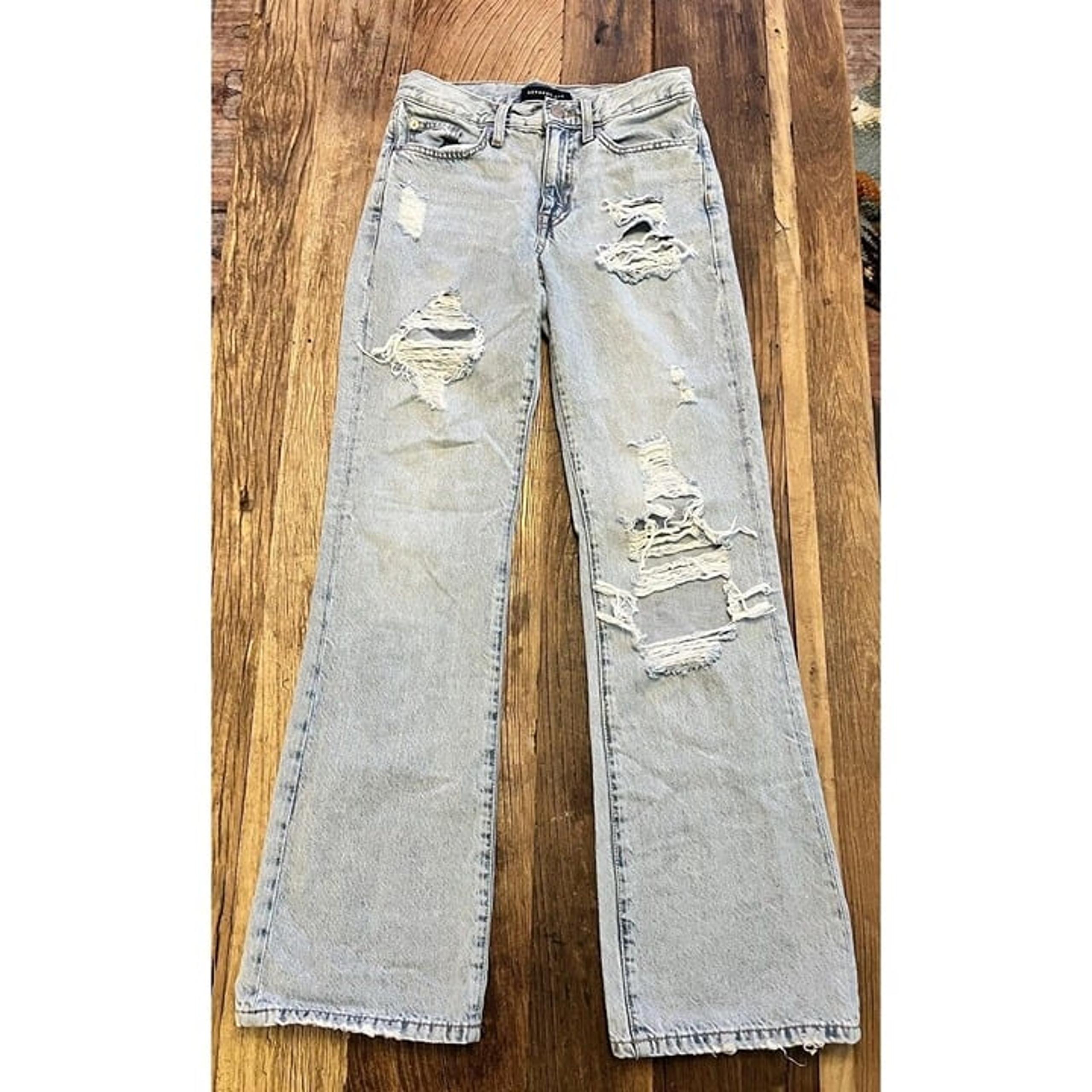 Aero Aeropostale Boyfriend Flare 00R Jeans Distressed Light Wash Y2K Skater
