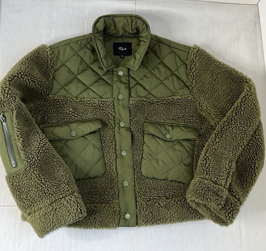 EUC Rails Peyton Mixed Media Jacket Medium Olive Sherpa Fleece Style