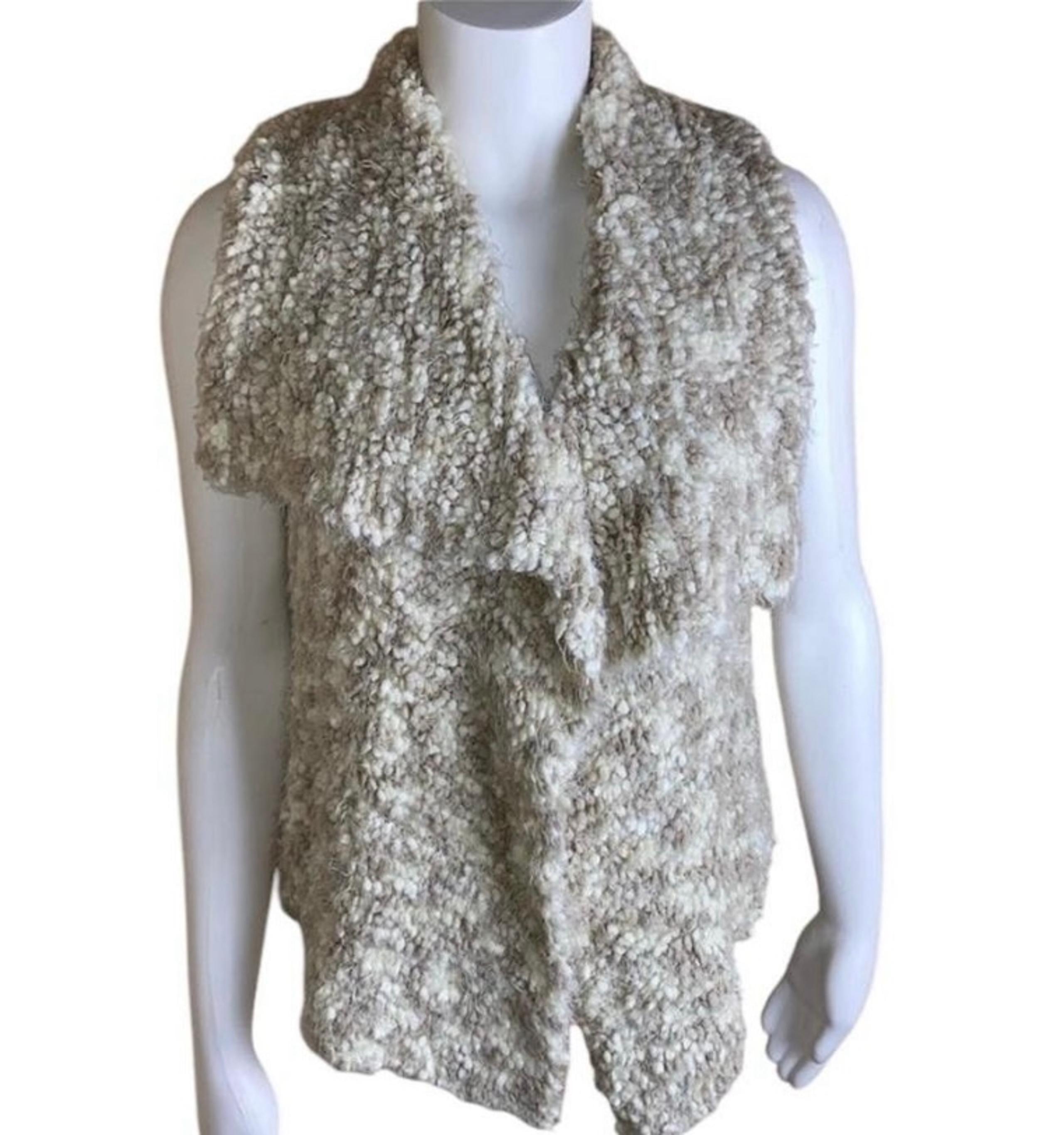 Kensie Open Front Draped Women's Sherpa Soft Sweater Vest Size XS