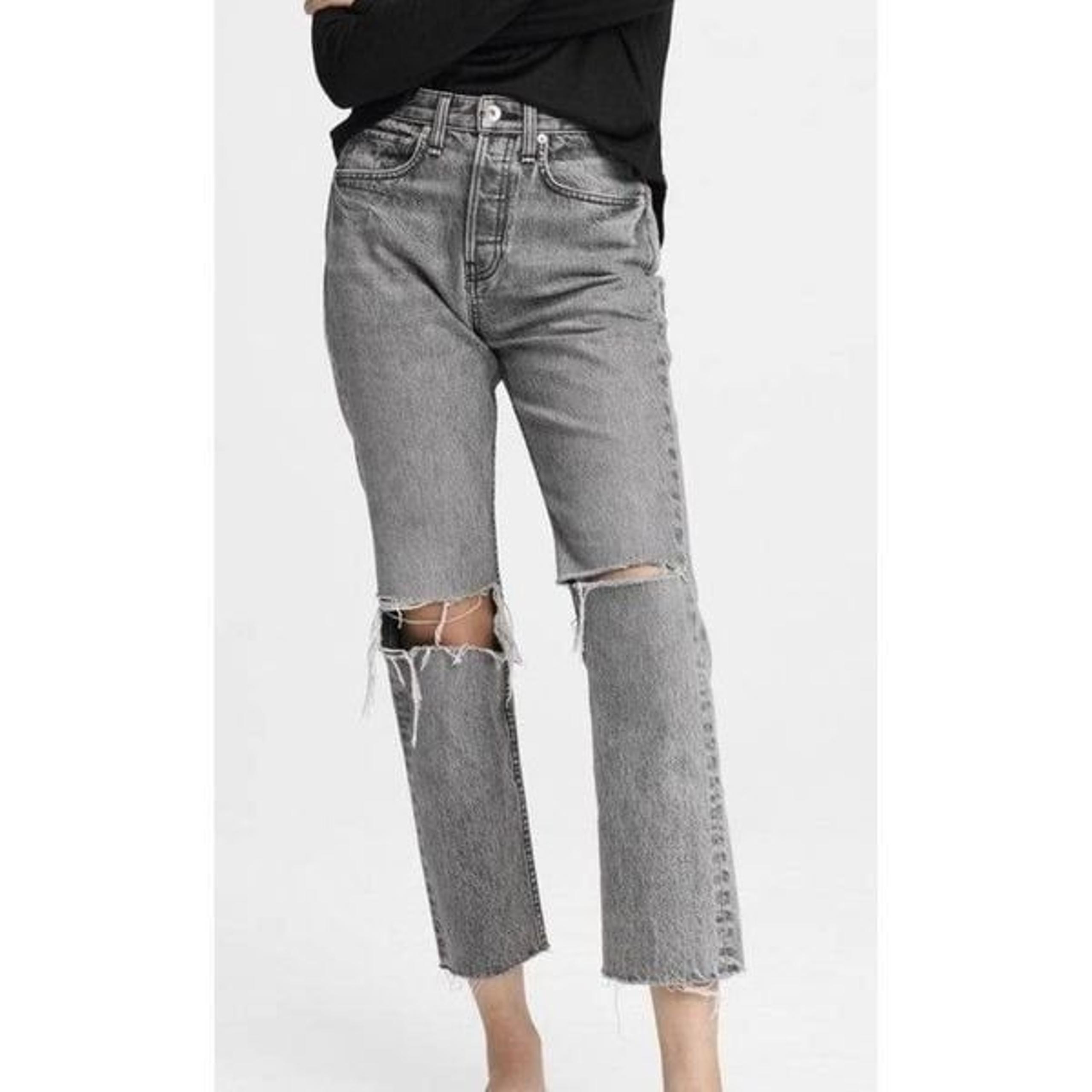 Rag & Bone Maya High-Rise Zeus Slim Fit Ankle Dark Grey Women's Jeans SZ 32