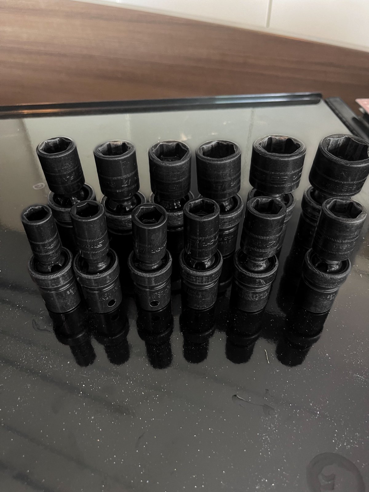 Snap-On 12pc 1/2 Drive 6pt Metric Shallow Impact Swivel Socket Set 312IPLM