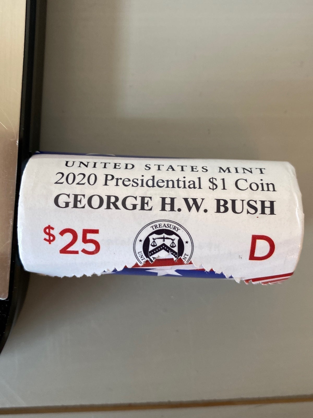 George H W Bush 25 roll of 1 coins