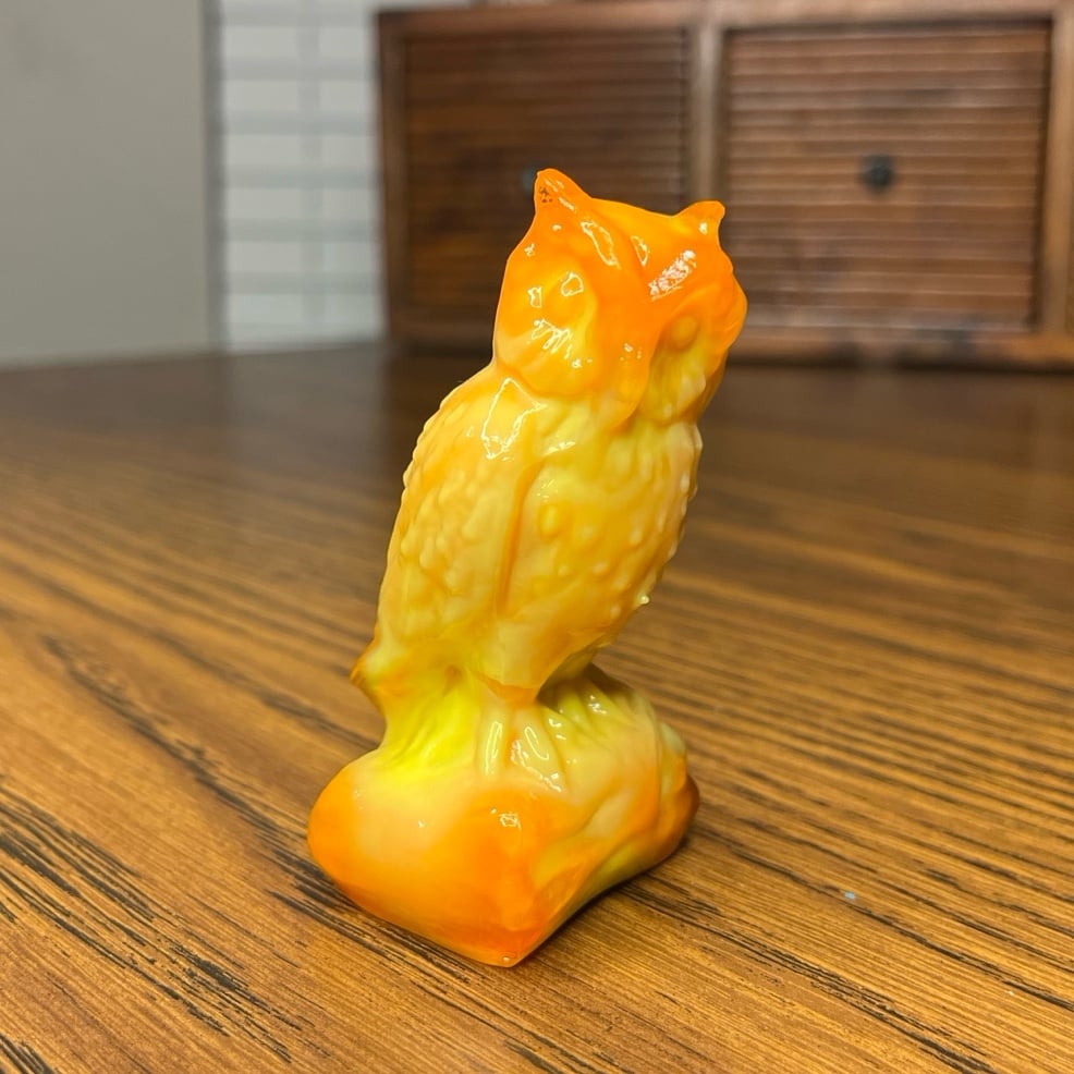 1st 5 Boyd Glass Persimmon Owl
