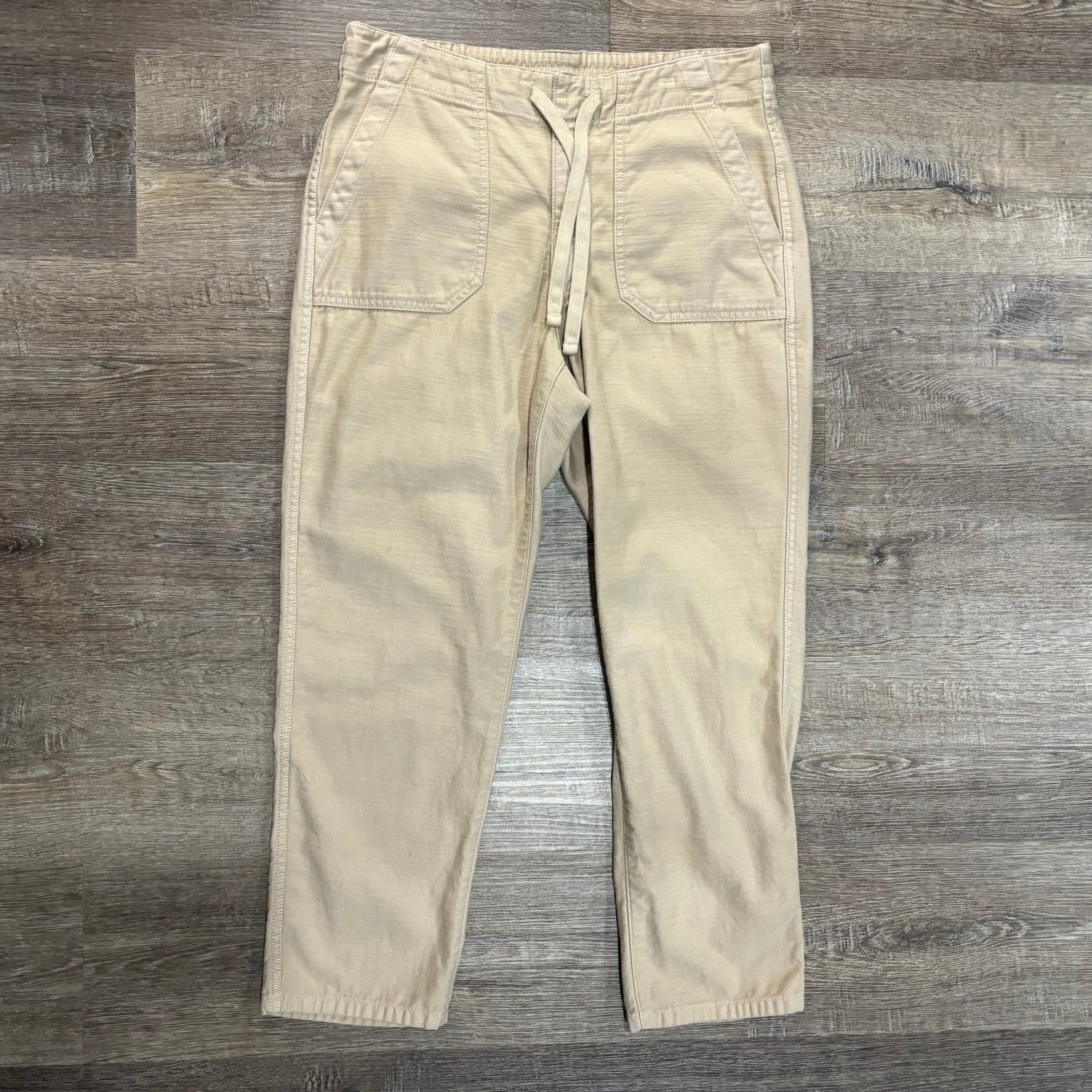J. Crew Women's Pull-on Drawstring Crop Cargo Pants in Light Beige Size MP