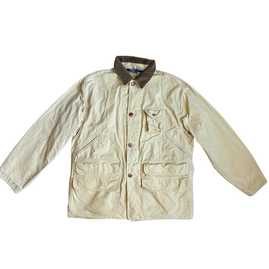 Vintage Polo Ralph Lauren Hunting Canvas Cotton Jacket Size Large Tan