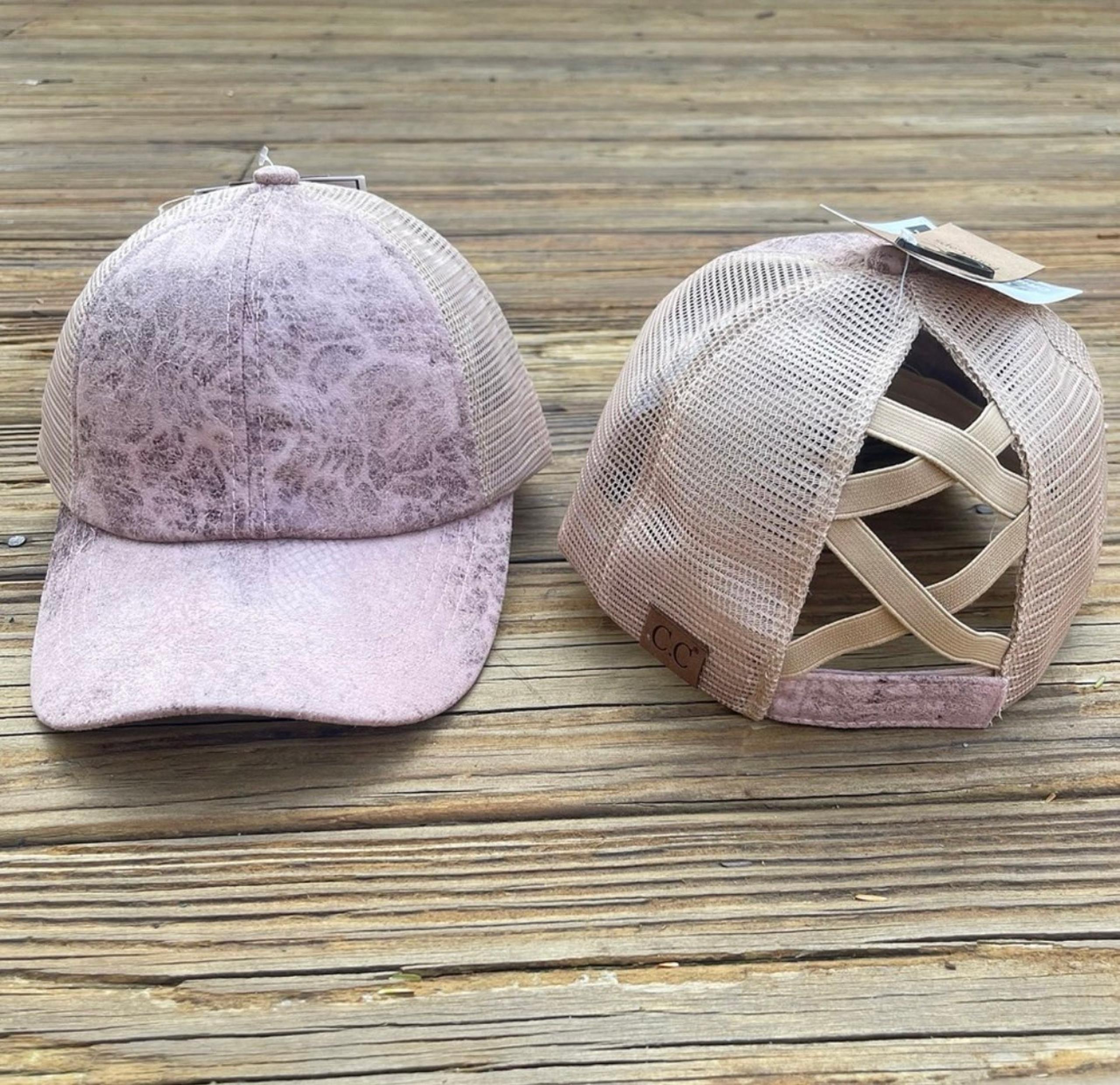 C.C Pink Criss Cross Pony Hat