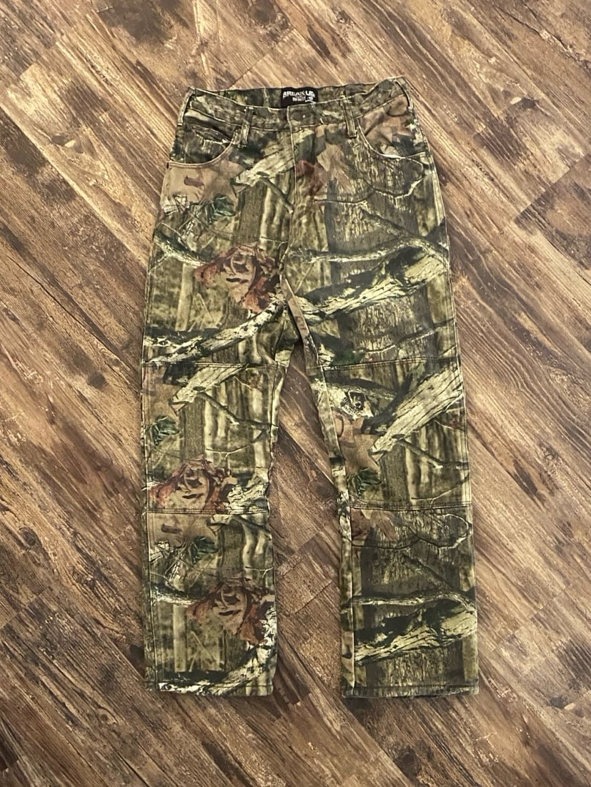 Y2K 2000s Mossy Oak Real Tree Camouflage Double Knee Fleece Lined Pants