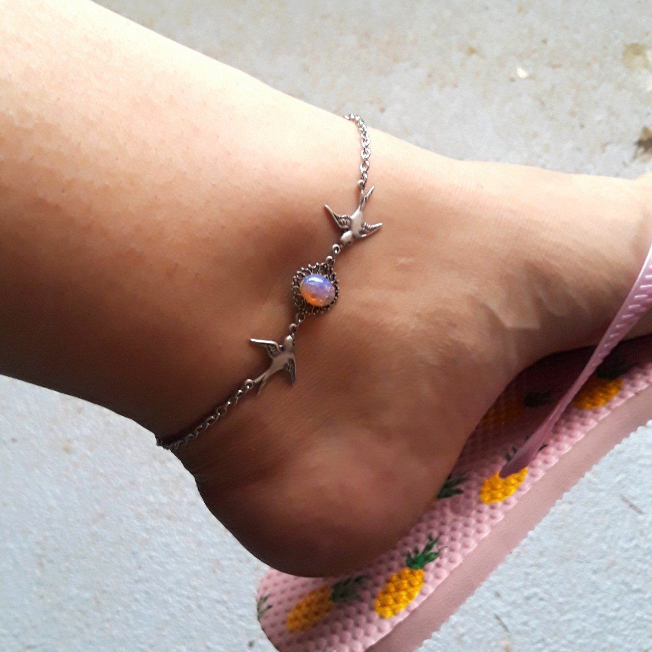 Silver Sparrows Antique Opal Anklet