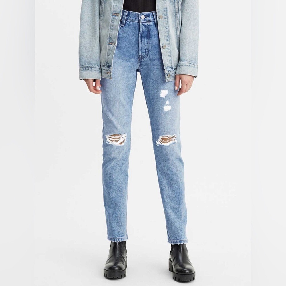 Levi's Premium Original Fit 501s Jeans Distressed Button Fly Blue Size 27 x 30