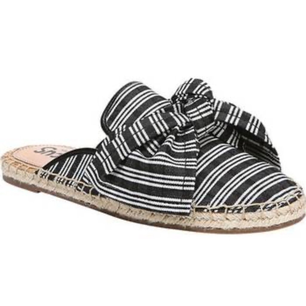 Sam Edelman Circus Striped Bow Espadrille Mules 6.5 EUC
