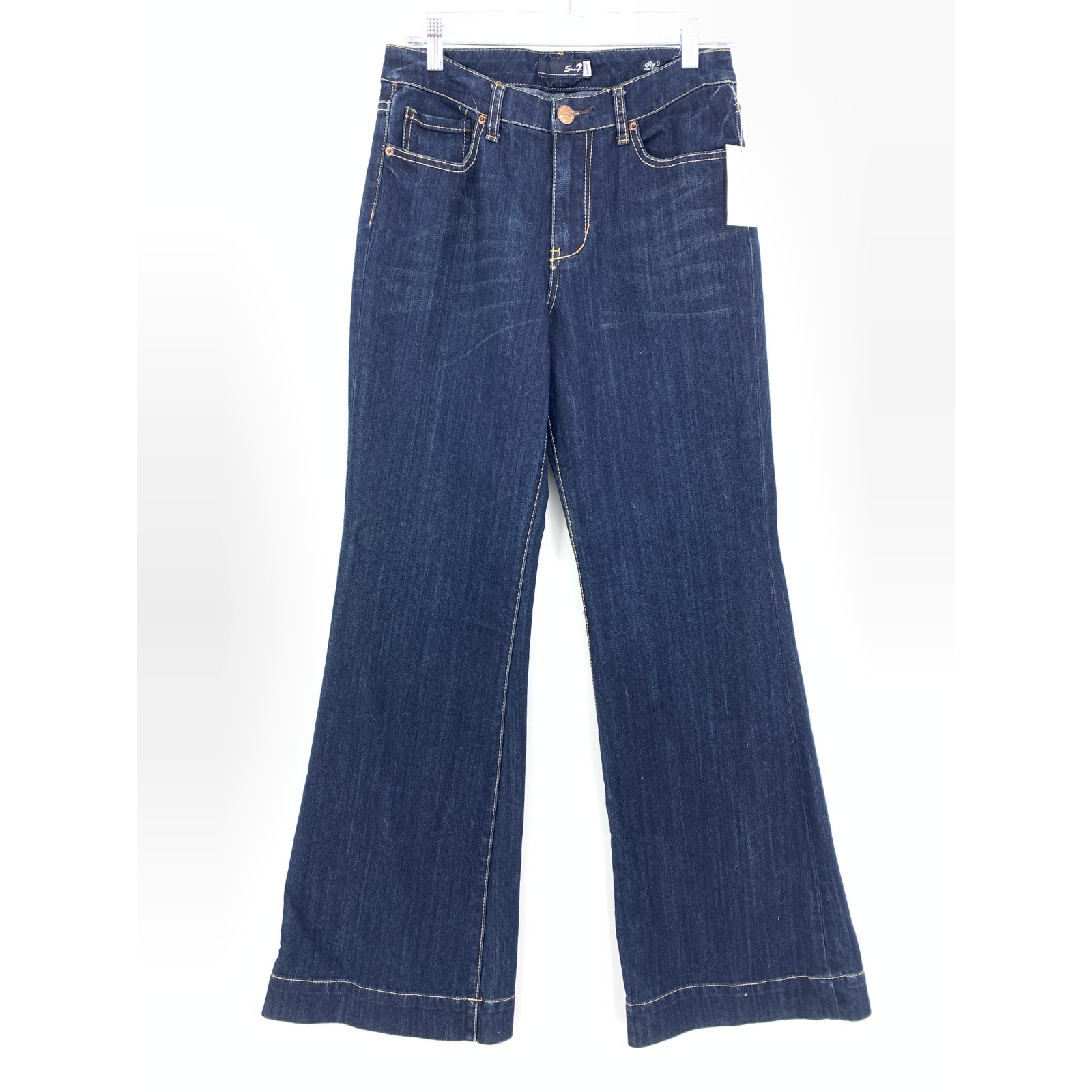 Y2K Seven7 Women's Size 6 Flare Leg Jeans Dark Wash Denim NEW