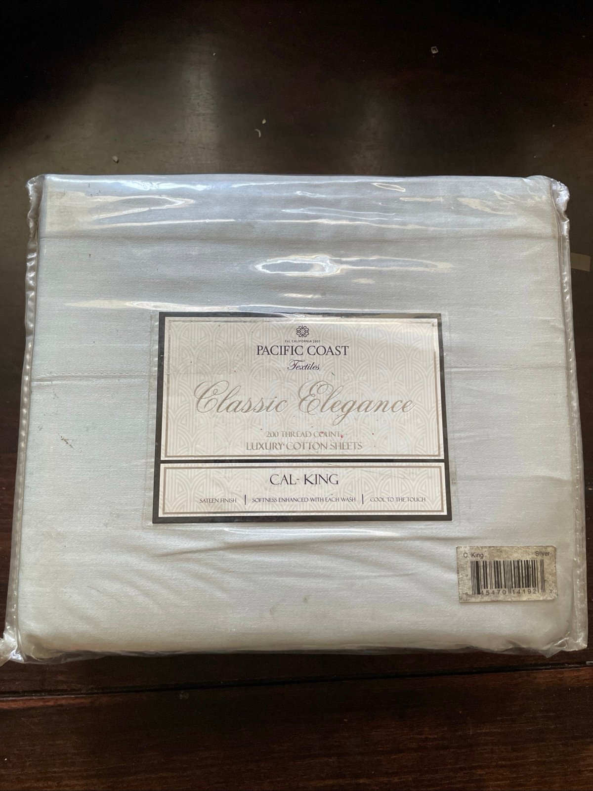 Pacific Coast Textiles King Size Silver - 4 Piece Sheet Set Cotton 200 TC New