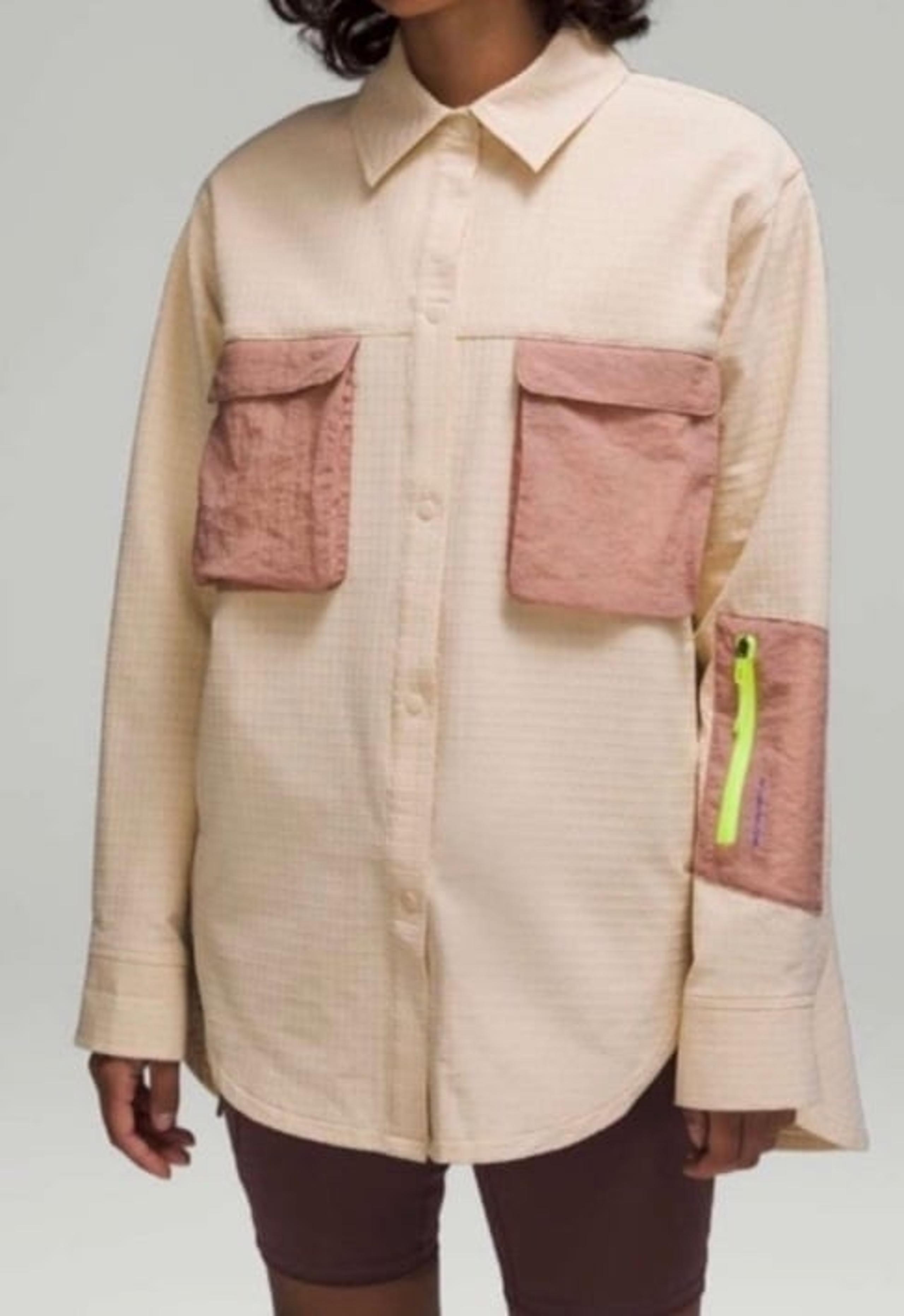Lululemon Grid Fleece Hiking Overshirt Prosecco/Pink Clay size 6