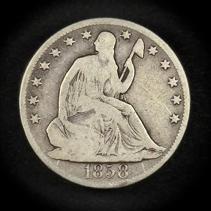 1858-O SEATED LIBERTY HALF DOLLAR CIRCULATED VERY GOOD CONDITION SILVER (H53)