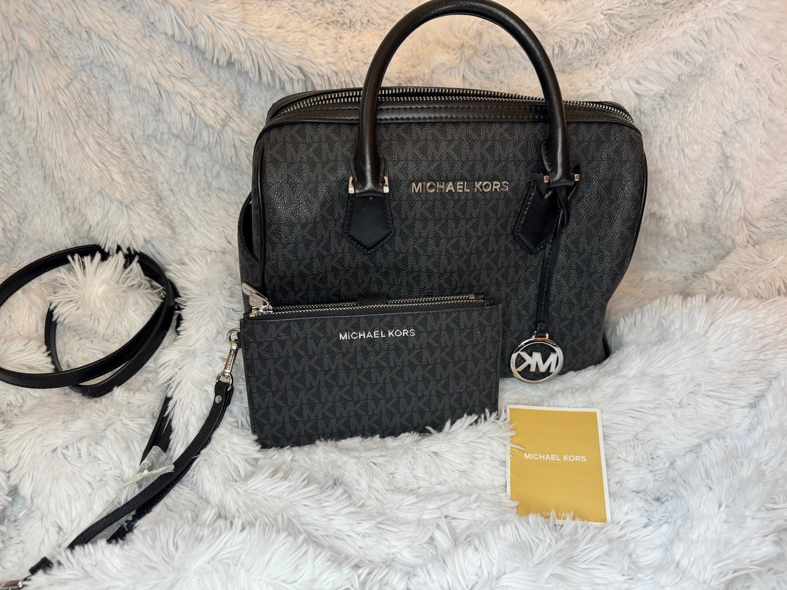Michael Kors Black Signature Footed Satchel