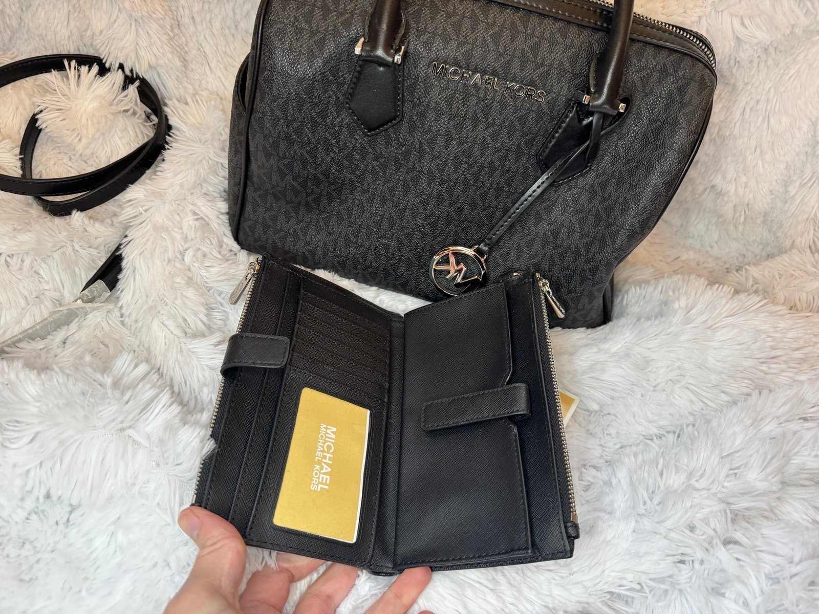 Michael Kors Black Signature Footed Satchel