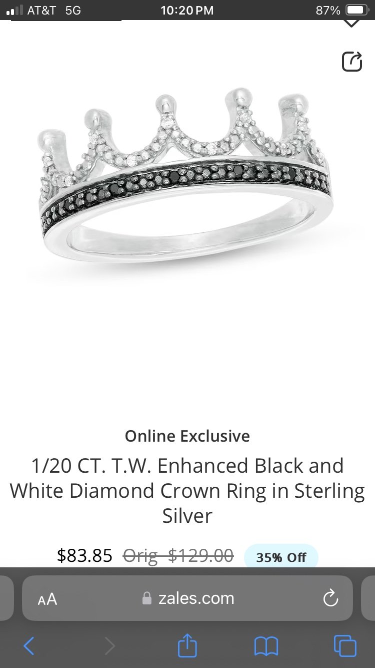 Zales Crown Ring Sterling Silver