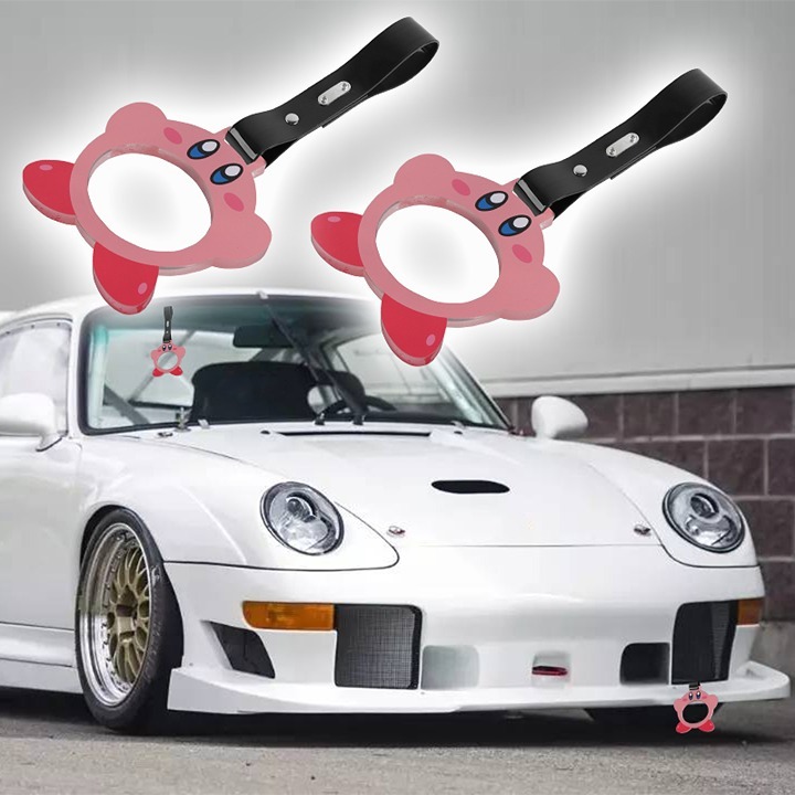 New 2PCS Anime Kirby JDM TSURIKAWA Ring Subway Train Bus Handle Black Strap