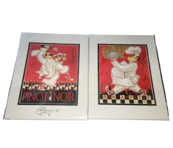 Disney Parks Epcot Pinot Noir Bon Appetite Lithograph Art Print Tim Rogerson HTF