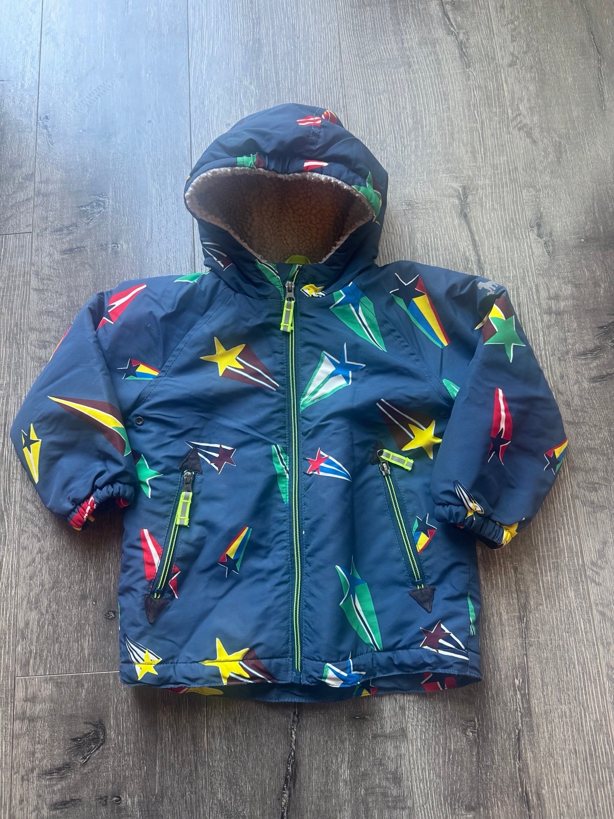 Mini Boden Boys shooting stars Sherpa coat