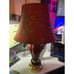 Vintage Burgundy and Gold Floral Lamp and Shade