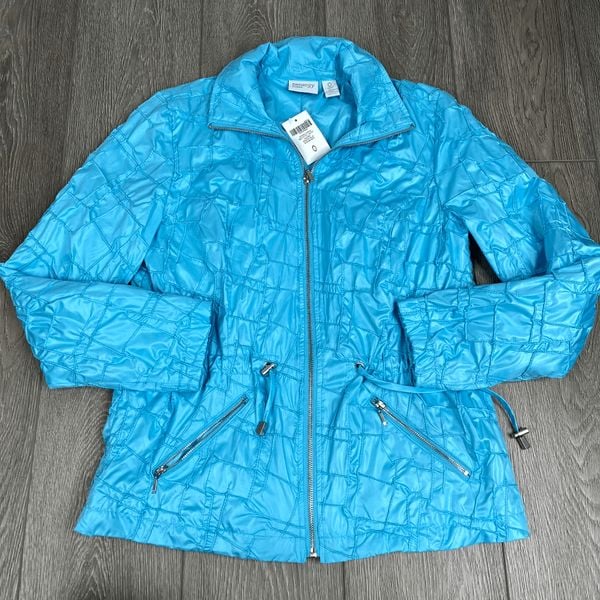 NWT Zenergy by Chico's Deena Deco Stitch Jacket Spartan Blue Size 0 / Small NWT Zenergy by Chico's Deena Deco Stitch Jacket Spartan Blue Size 0 / Small