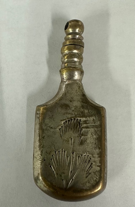 Antique etched art nouveau perfume bottle necklace pendant