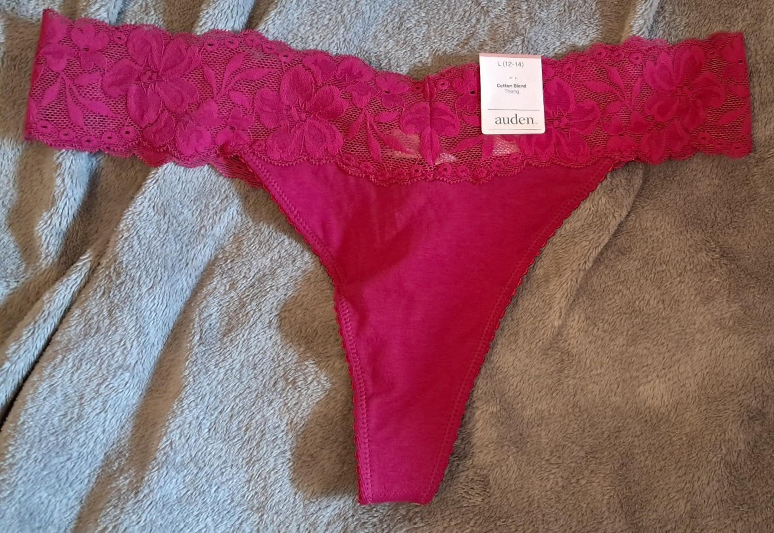 Auden Women's Red Wine Lace Thong Panties Underwear. Size: L 12-14.