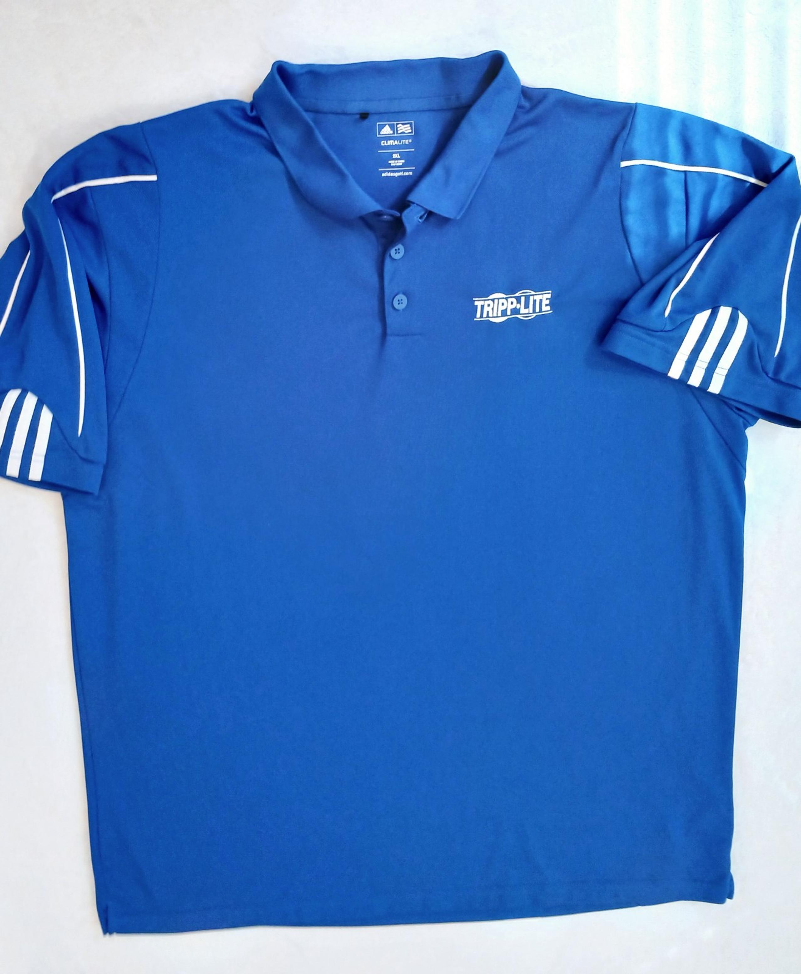 Men's Adidas Golf Climalite Polo Shirt Vibrant Blue 2XL Tripp-Lite Electrical