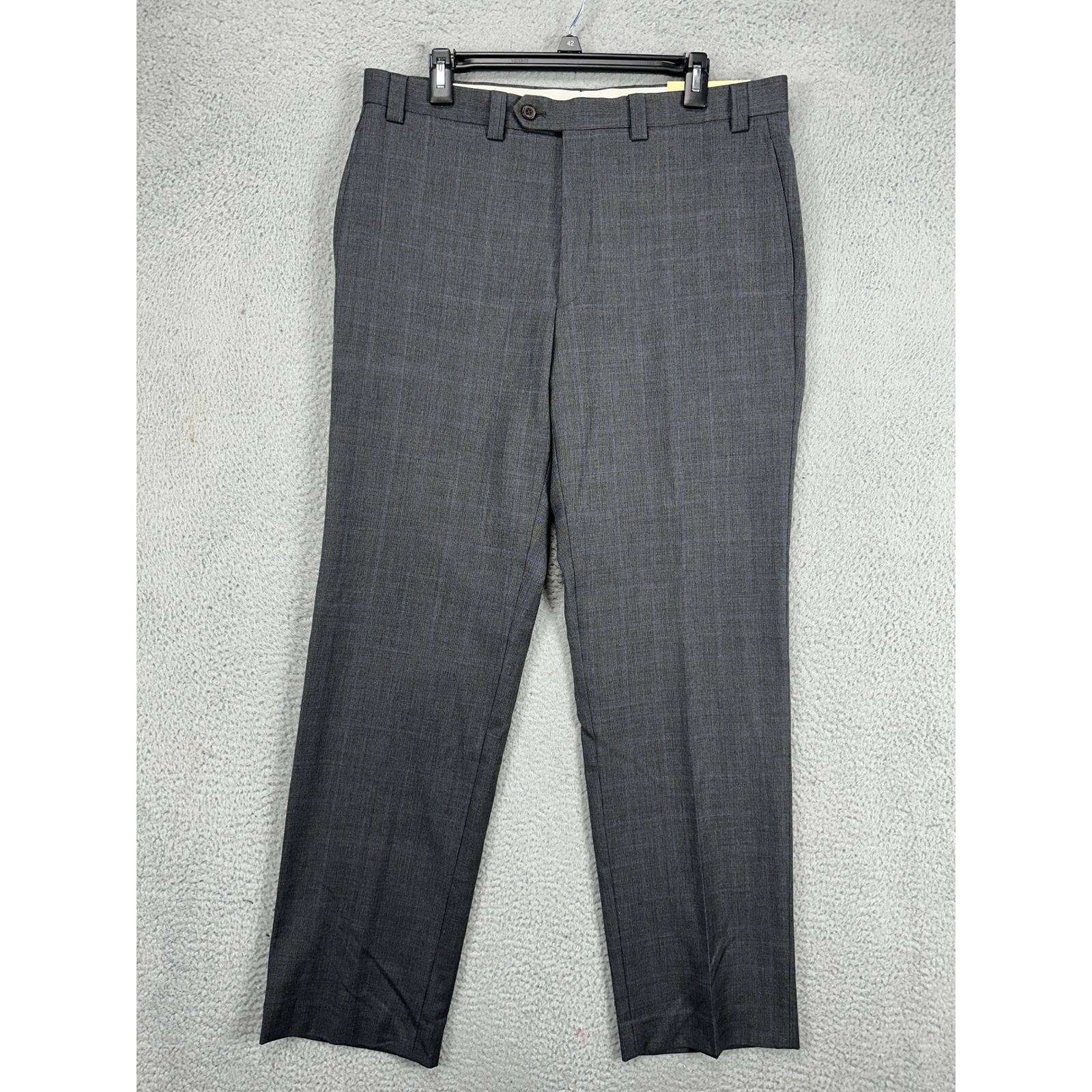 Lauren Ralph Lauren Dress Pants Mens 35X32 Gray Windowpane Check 100% Wool NEW