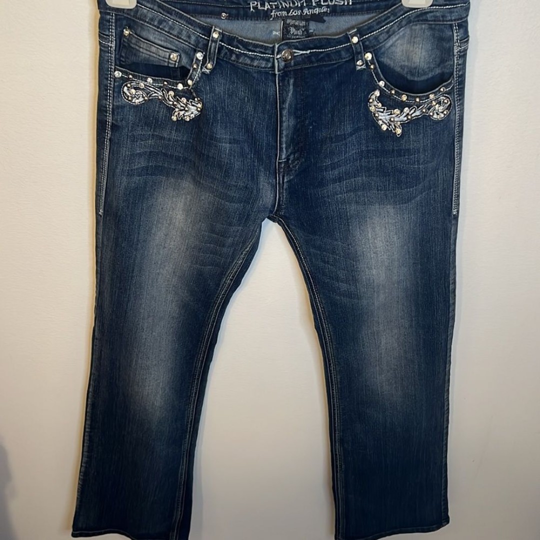 Platinum Plush embellished skill bling pockets flare leg