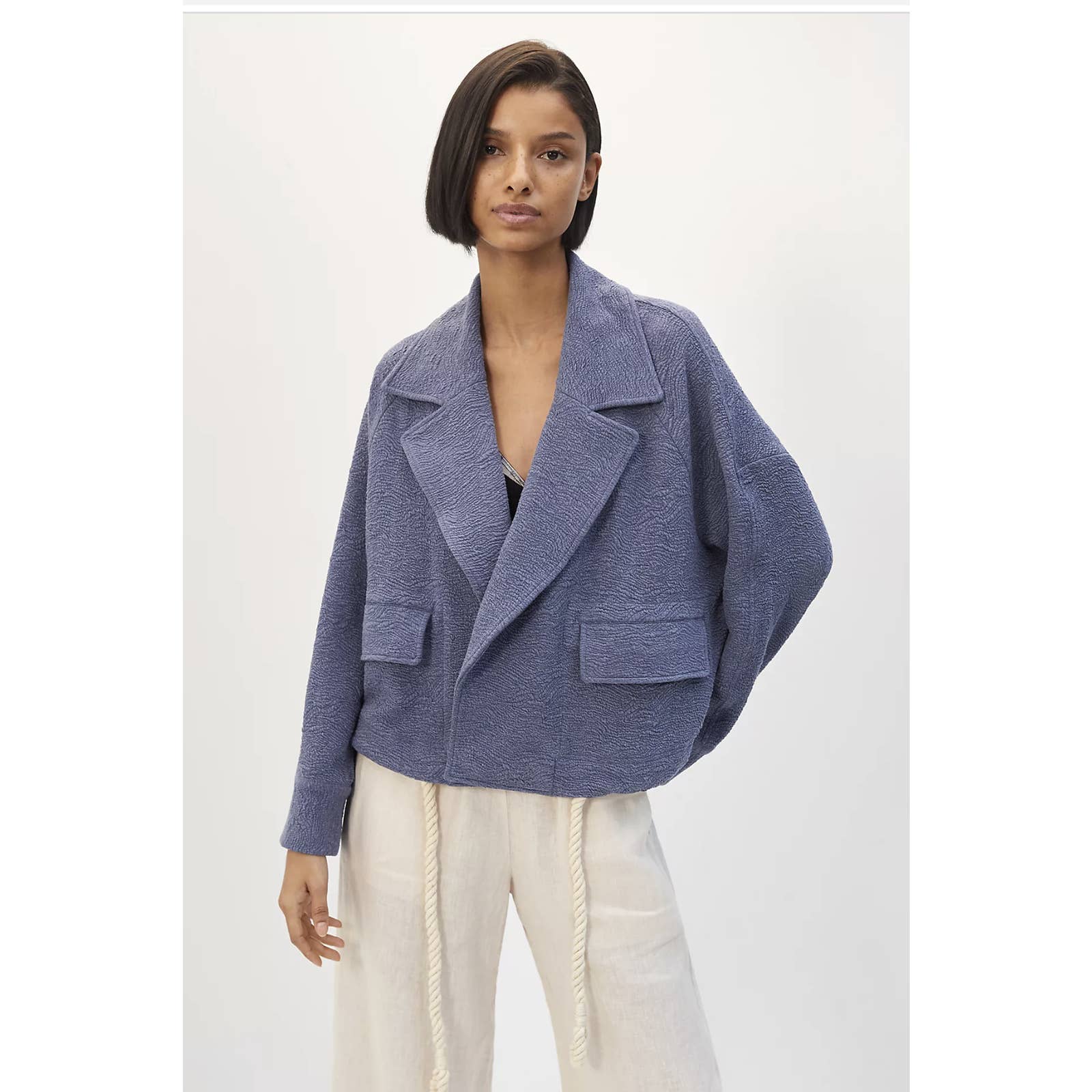 NEW Anthropologie French Mauve Blue Textured Blazer - M
